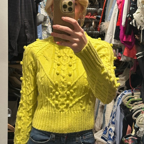 H&M Neon Yellow Cable Knit Wool
Blend Sweater Jumper Size XS - Picture 8 of 12